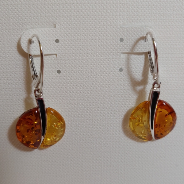 Click to view detail for HWG-134 Earrings, Yellow & Rum Amber $61